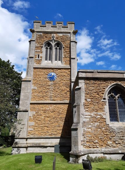 Memorial church clock in tower